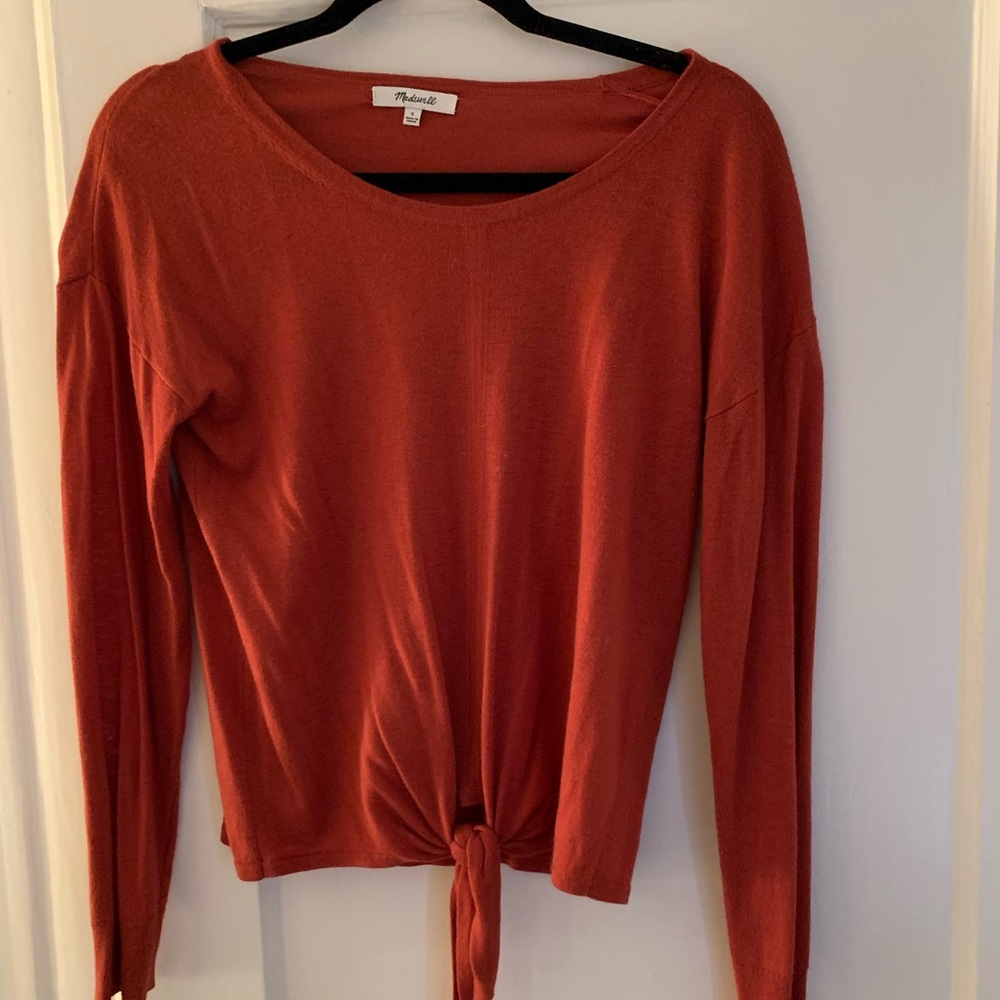 Madewell tie front sweater shirt